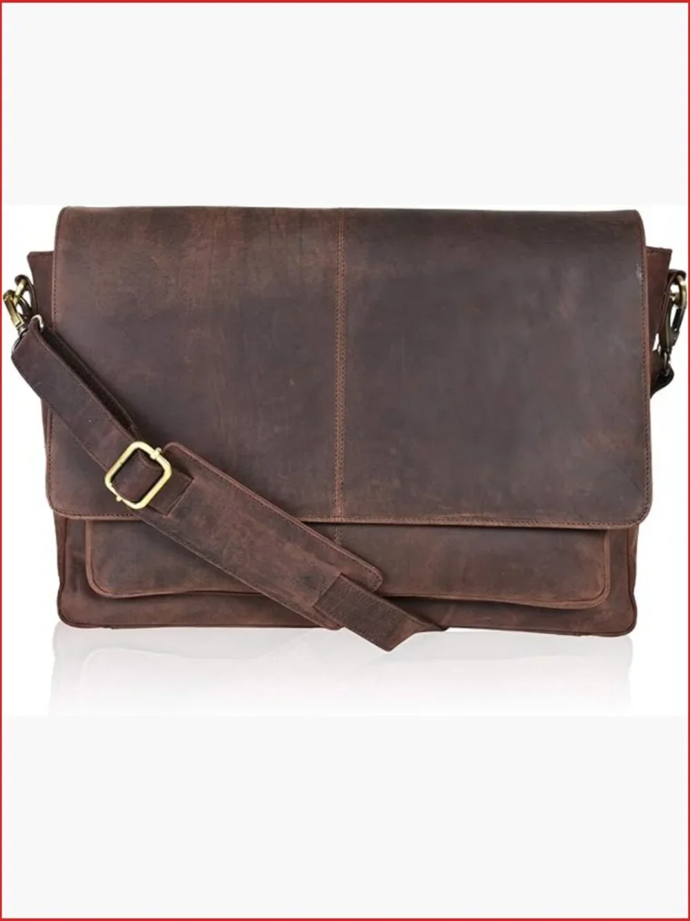 Handcrafted Full-Grain Leather Laptop Messenger Bag
